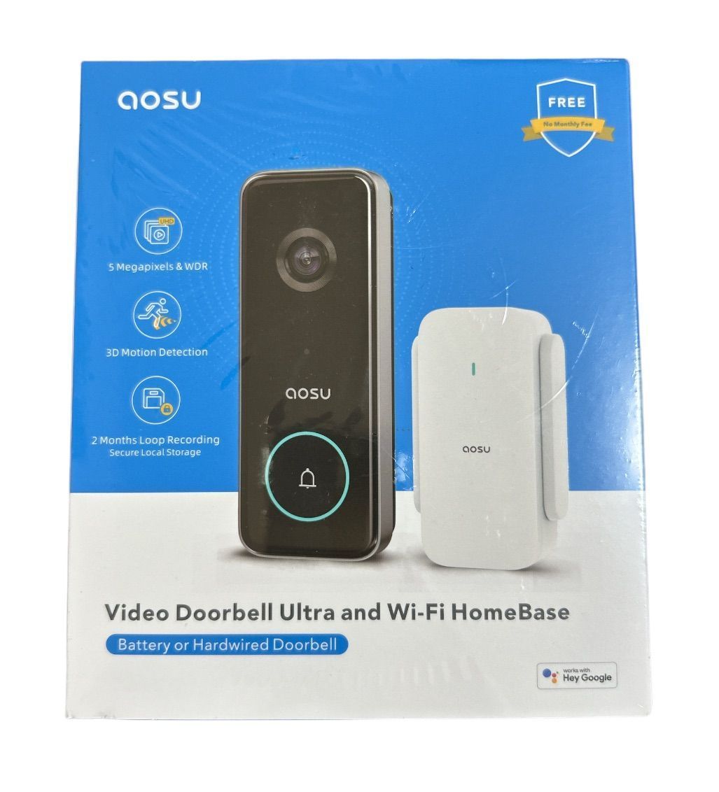 AOSU 5MP画質 インターホン リアルタイム警報 暗視機能 スマ