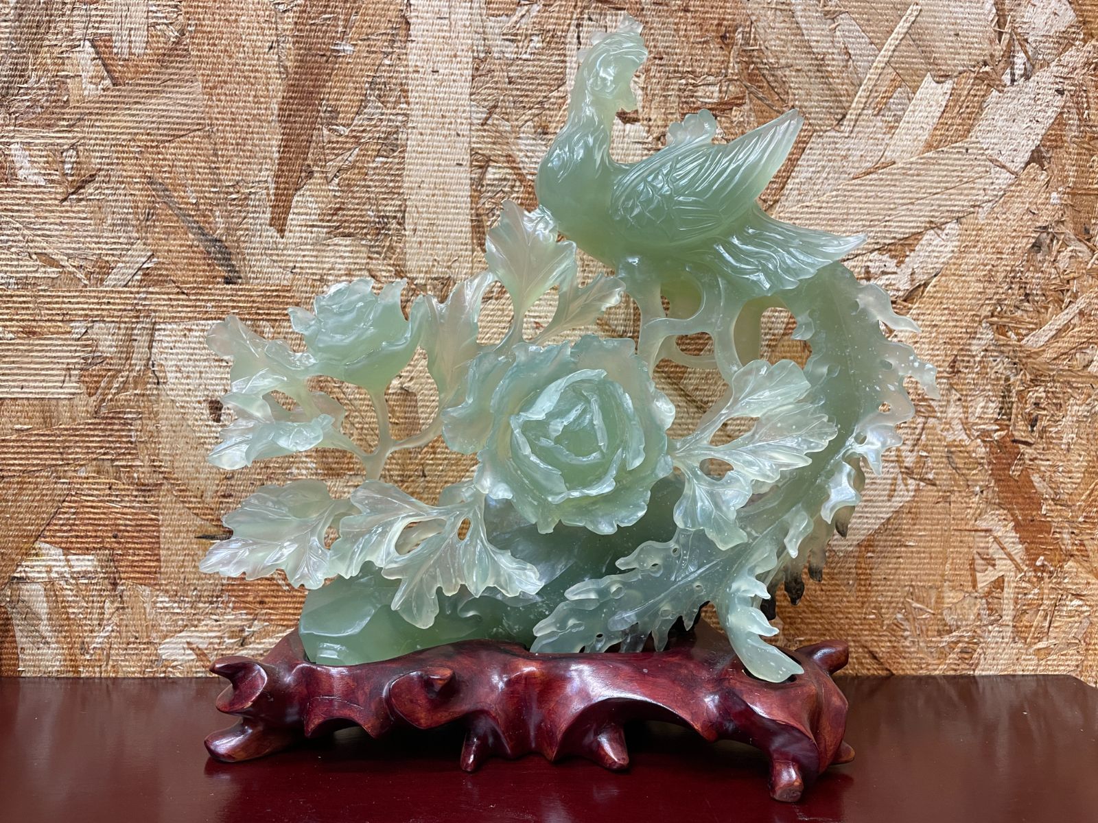 中国 加彩 中国 加彩 鳥 置物 飾り台付 C R5913 鳥 置物 飾り