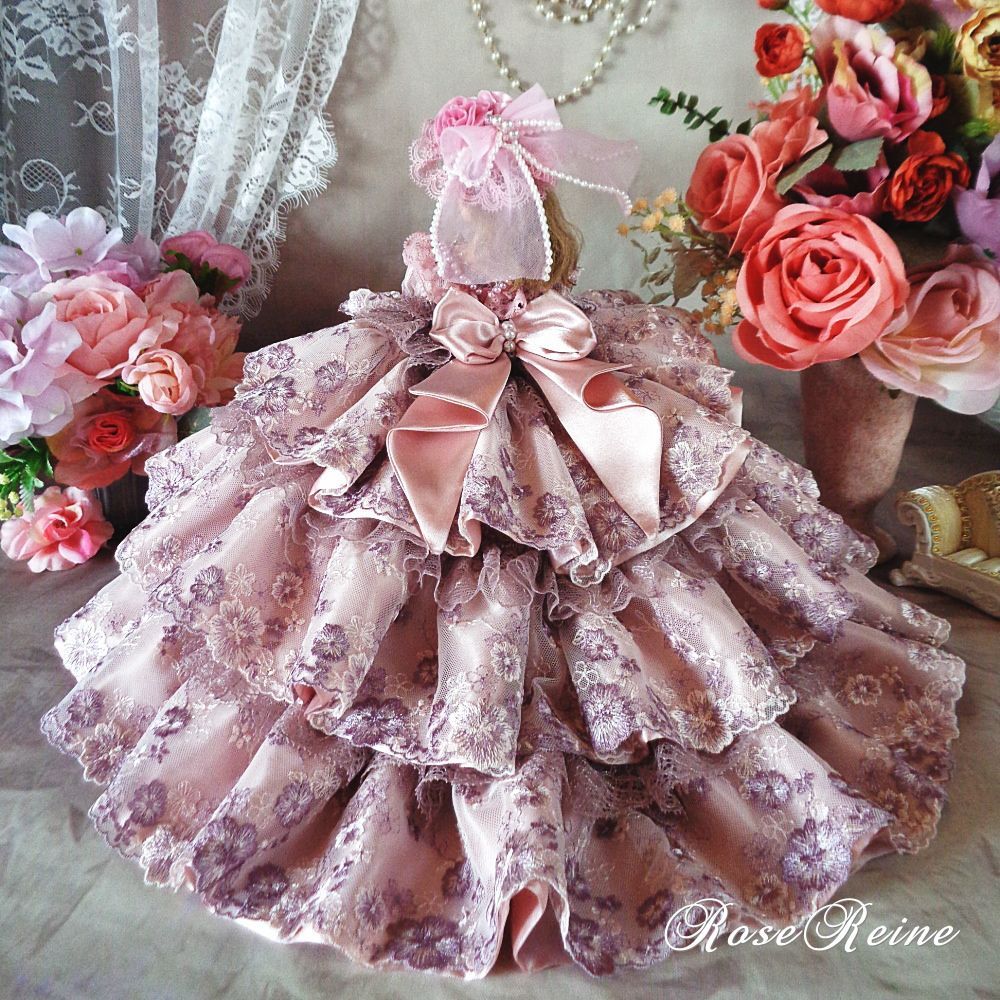 XmasSale アンネローゼ王妃クラシカルモーブピンクの豪華フリルドール