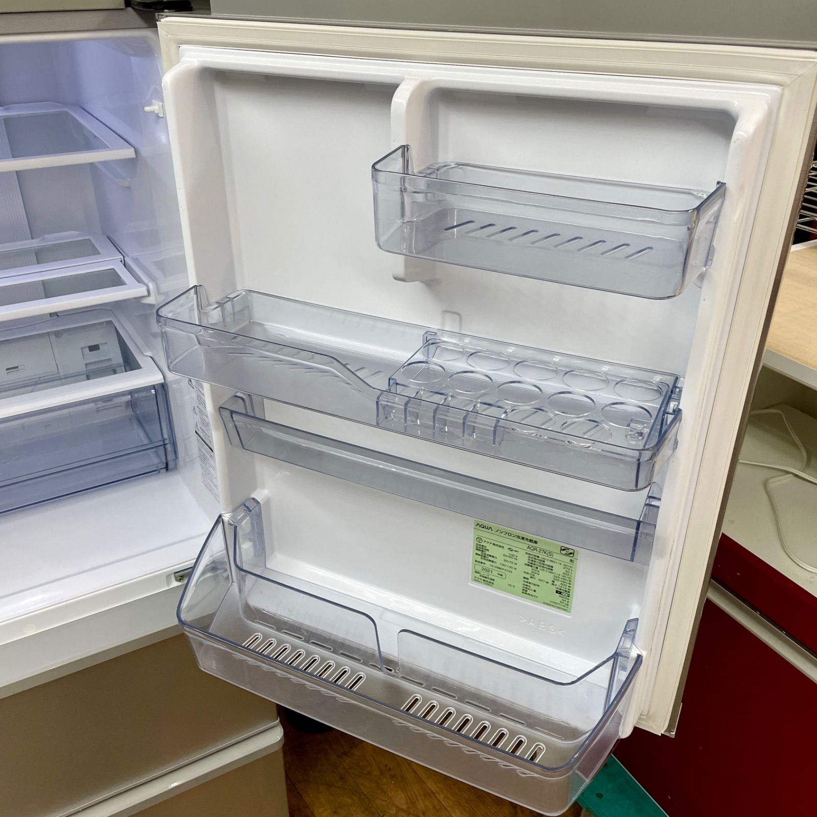 21年製 アクア 272L 3ドア 冷蔵庫 AQR-27K(S) 右開き
