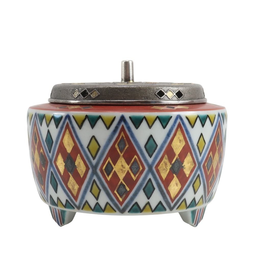 九谷焼 北出不二雄監 倣富本憲吉 富本陶 辻本勇 香炉 銀火屋 共箱