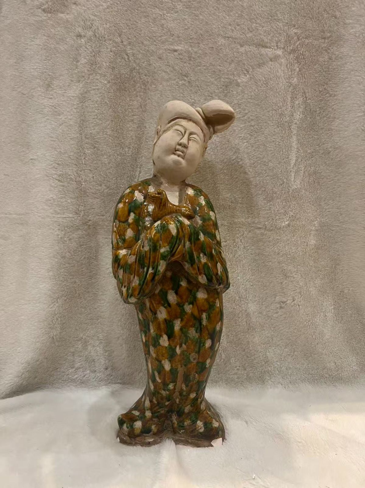 工場 【唐物】中国 陶俑 三彩風 彩色陶器 人形 置物 アンティーク 唐物】