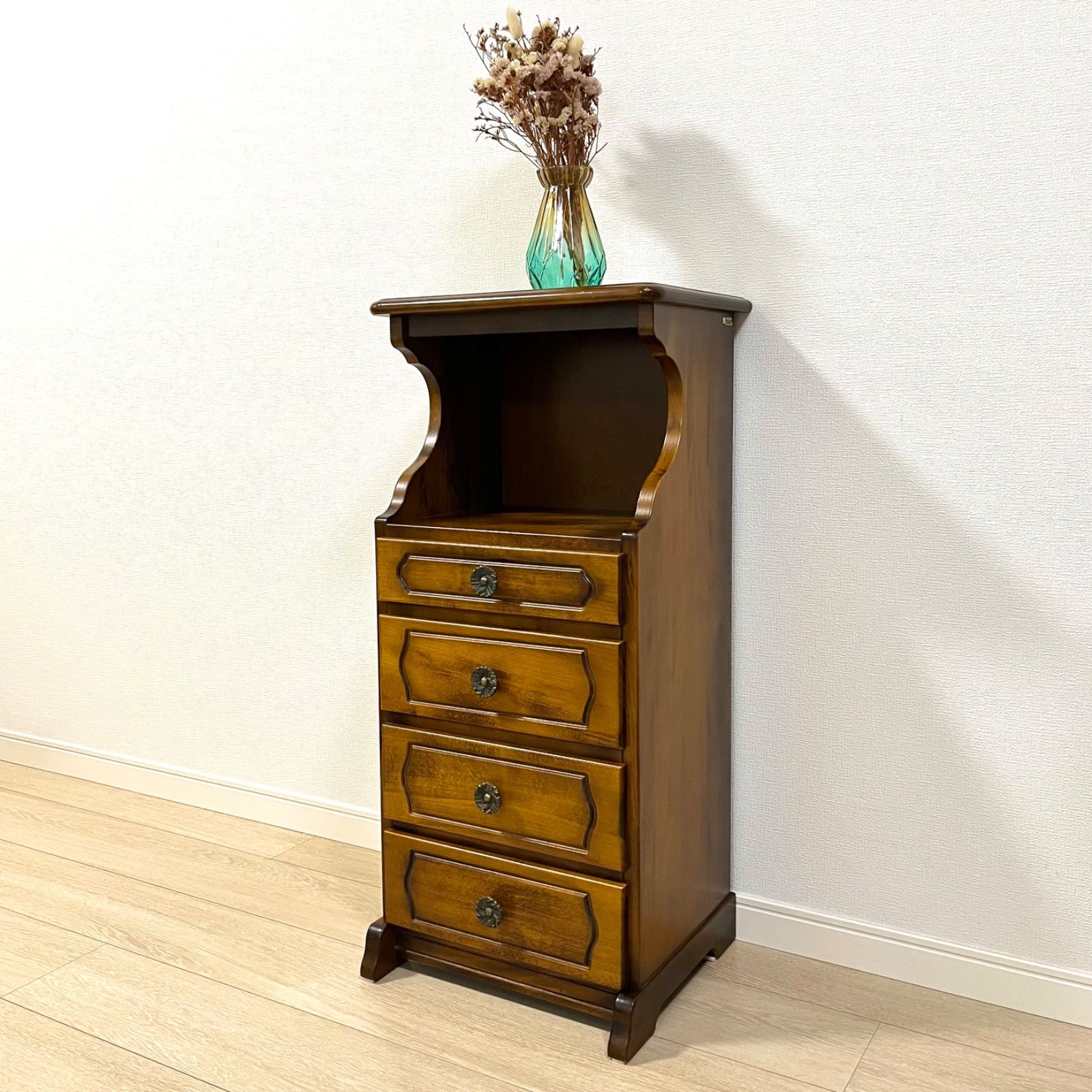 た12【karimoku】カリモク コロニアル 電話台 FAX台 花台 収納