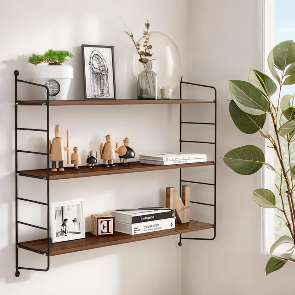 迅速発送】ウォールシェルフ 壁掛け棚 穴を開けない 飾り棚 3段 幅60