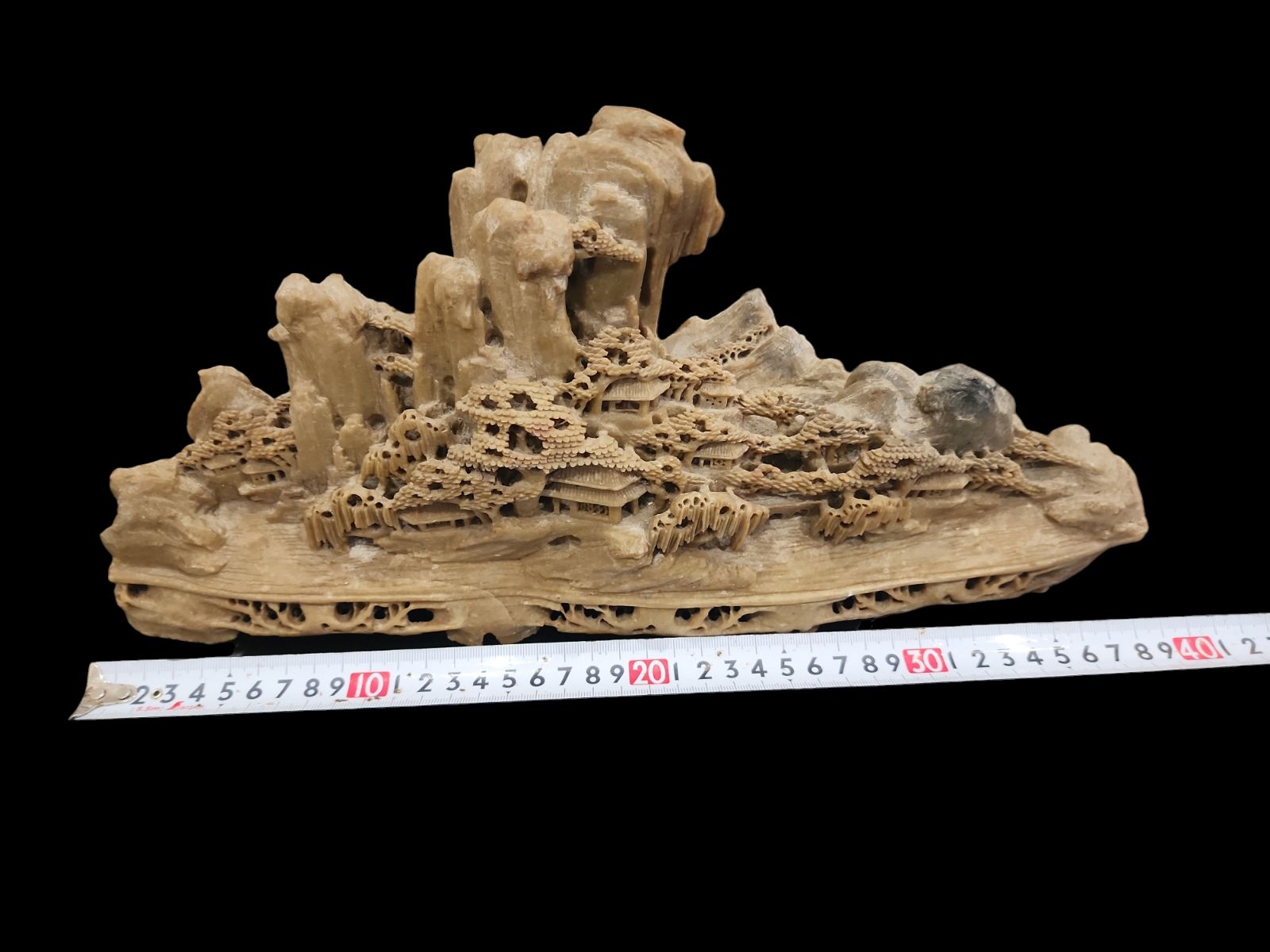 中国美術 寿山石 中国美術 寿山石 細密彫刻 置物 南画山水 4.9㎏ 玉石