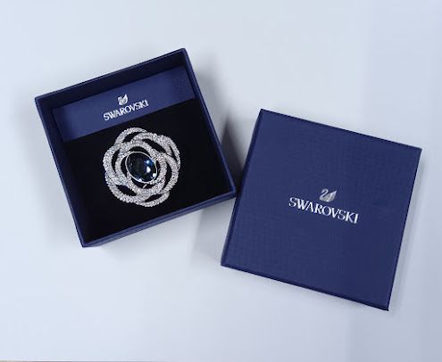 スワロフスキーBarret ブローチ ブルー ロジウムプレート 箱付 40936