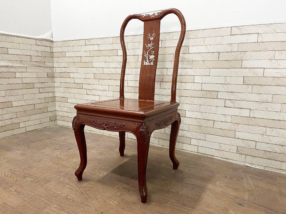 セール 木製螺鈿細工椅子 オンラインその他 - 螺鈿細工 木製丸椅子 チェア