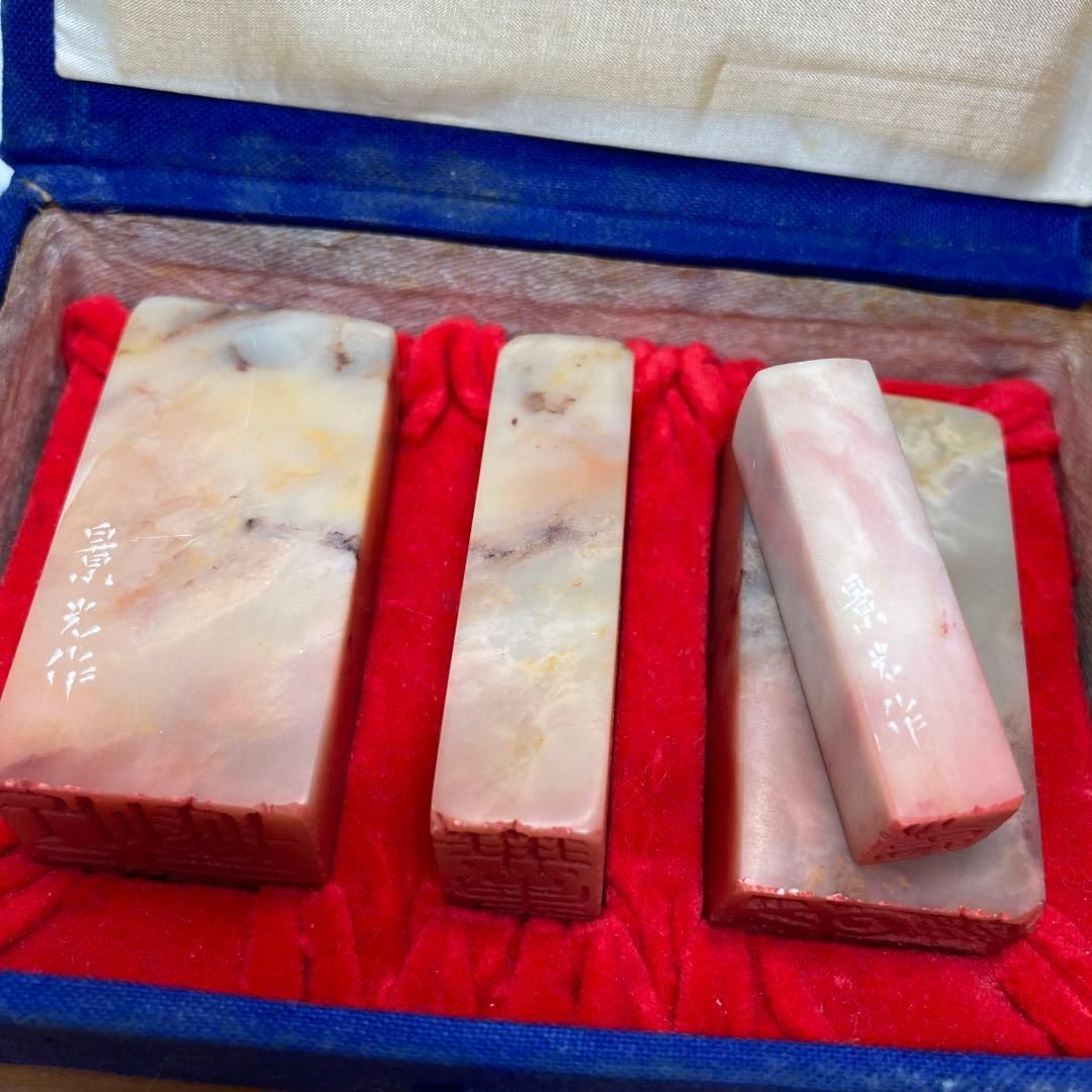 中国美術 寿山石印材9点 共箱 最新 424g タトサ 東K5-0715②