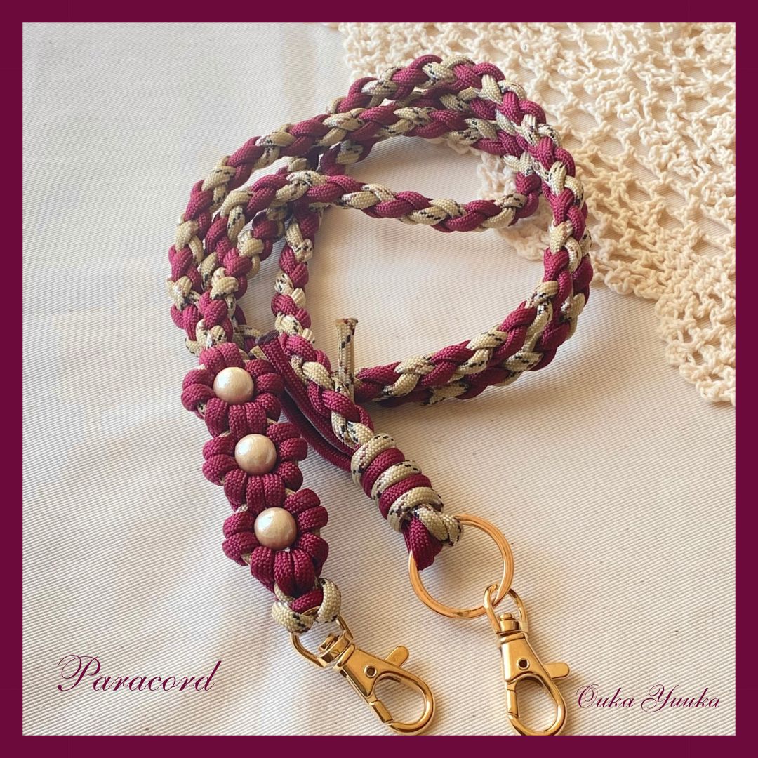 ハンドメイド】パラコード・スマホ用お花柄ショルダーストラップ お花5