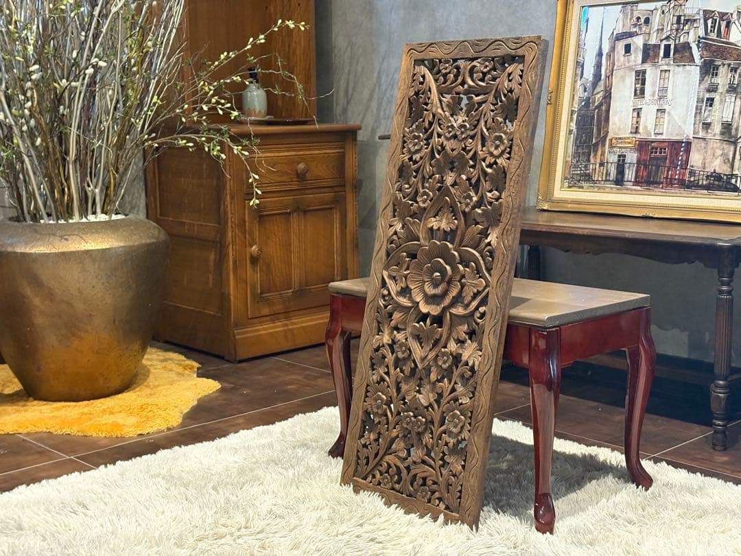 レリーフ アート 木製 ウォールデコレーション アンティーク