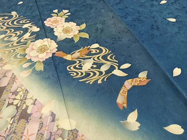 平和屋着物□写真家・秋山庄太郎 振袖 駒刺繍 舞蝶文 暈し