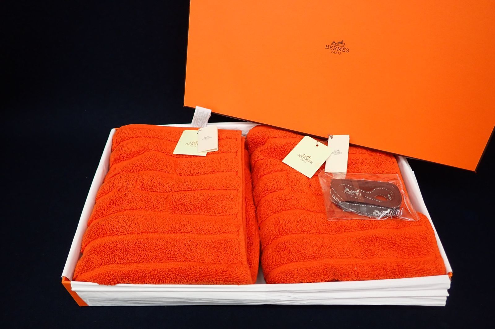 未使用】HERMES エルメス フェイスタオル2枚セット ストア オレンジ 元