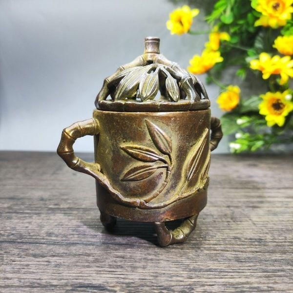 銅細工 白菜香炉 香挿 香炉 茶道 装飾品 工芸品 美術品 置物 銅 銅器