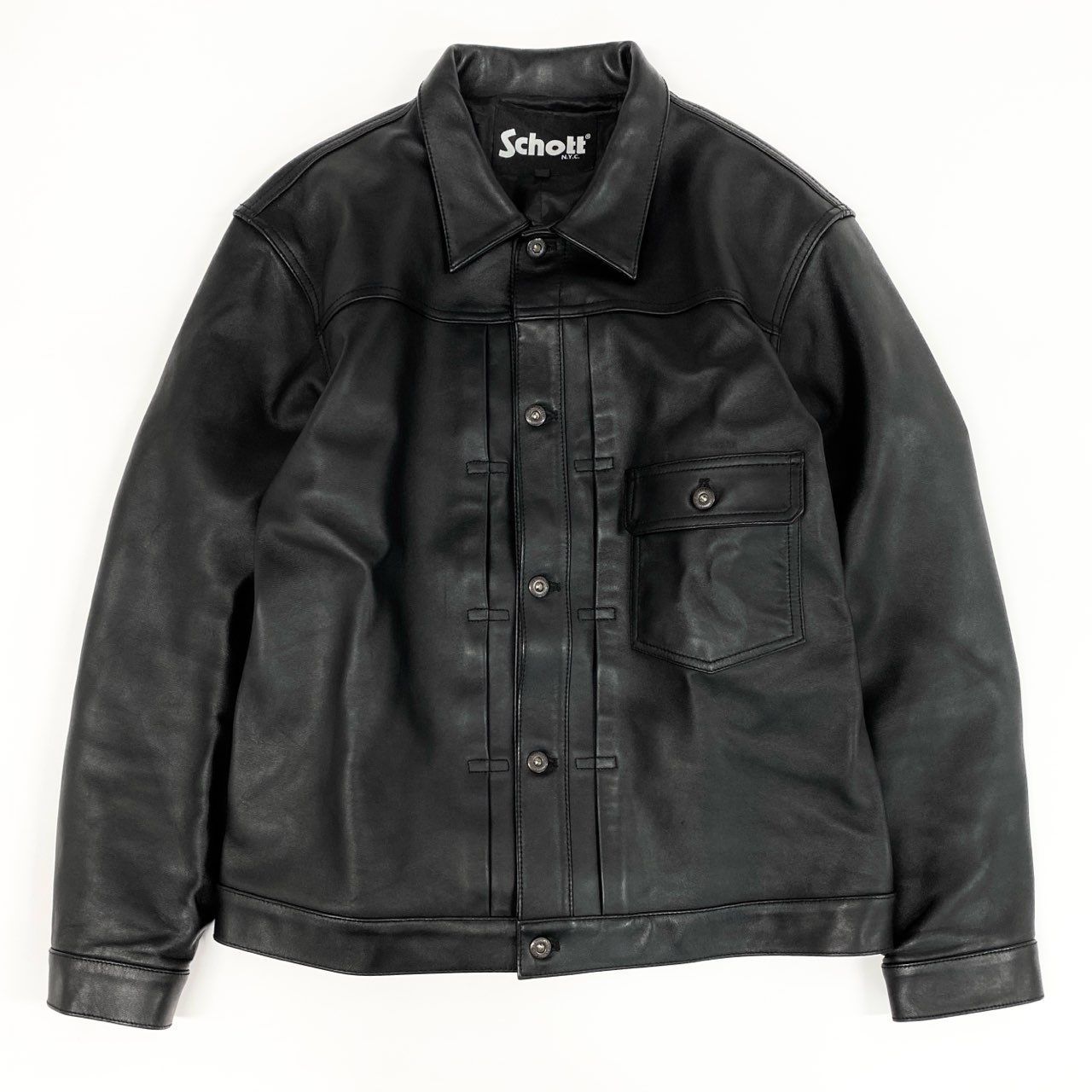 超美品✨】Schott ラムレザー トラッカージャケット / ブラック M