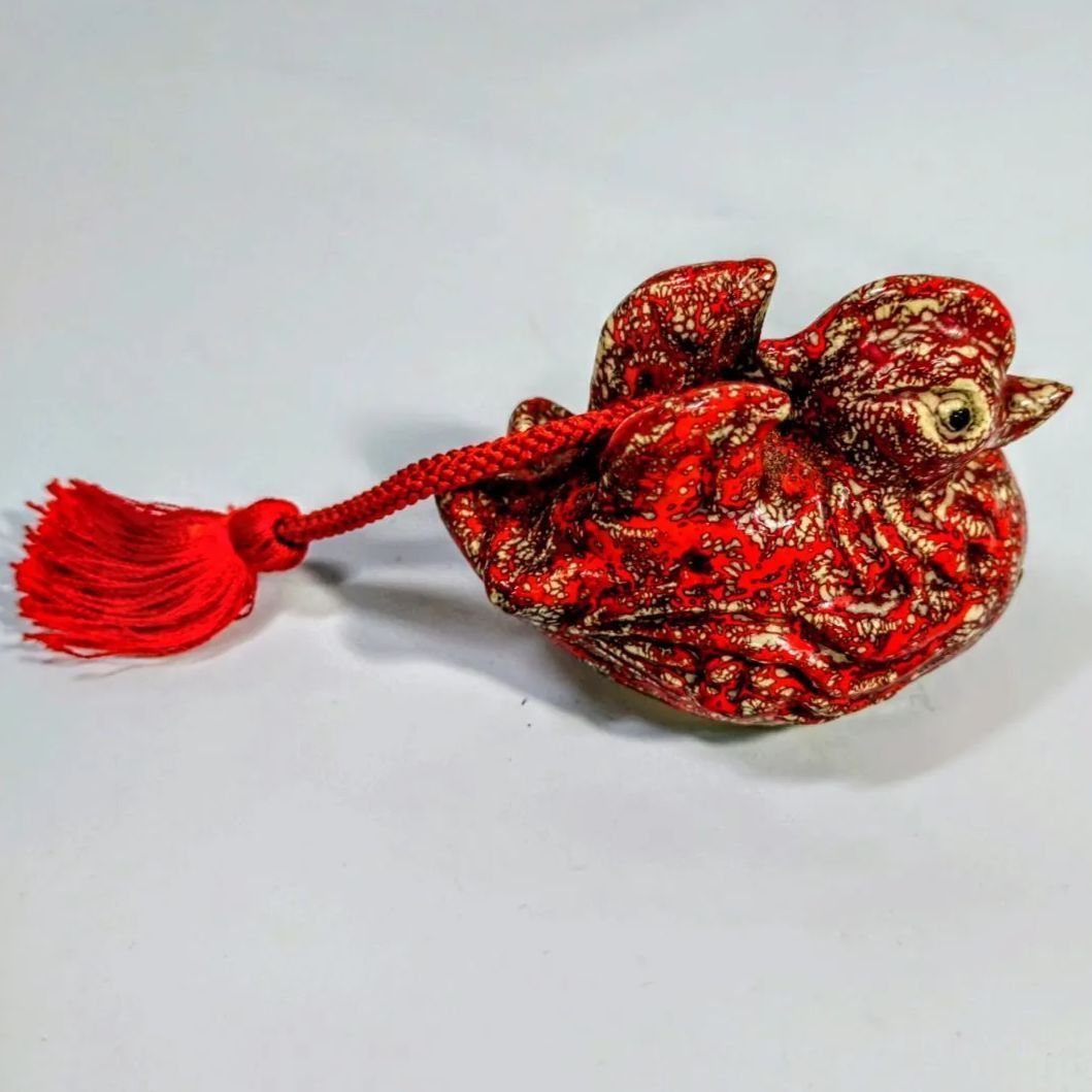 美品】箕面焼 松田箕山作 オシドリセット 土鈴 美品】箕面焼 松田箕山