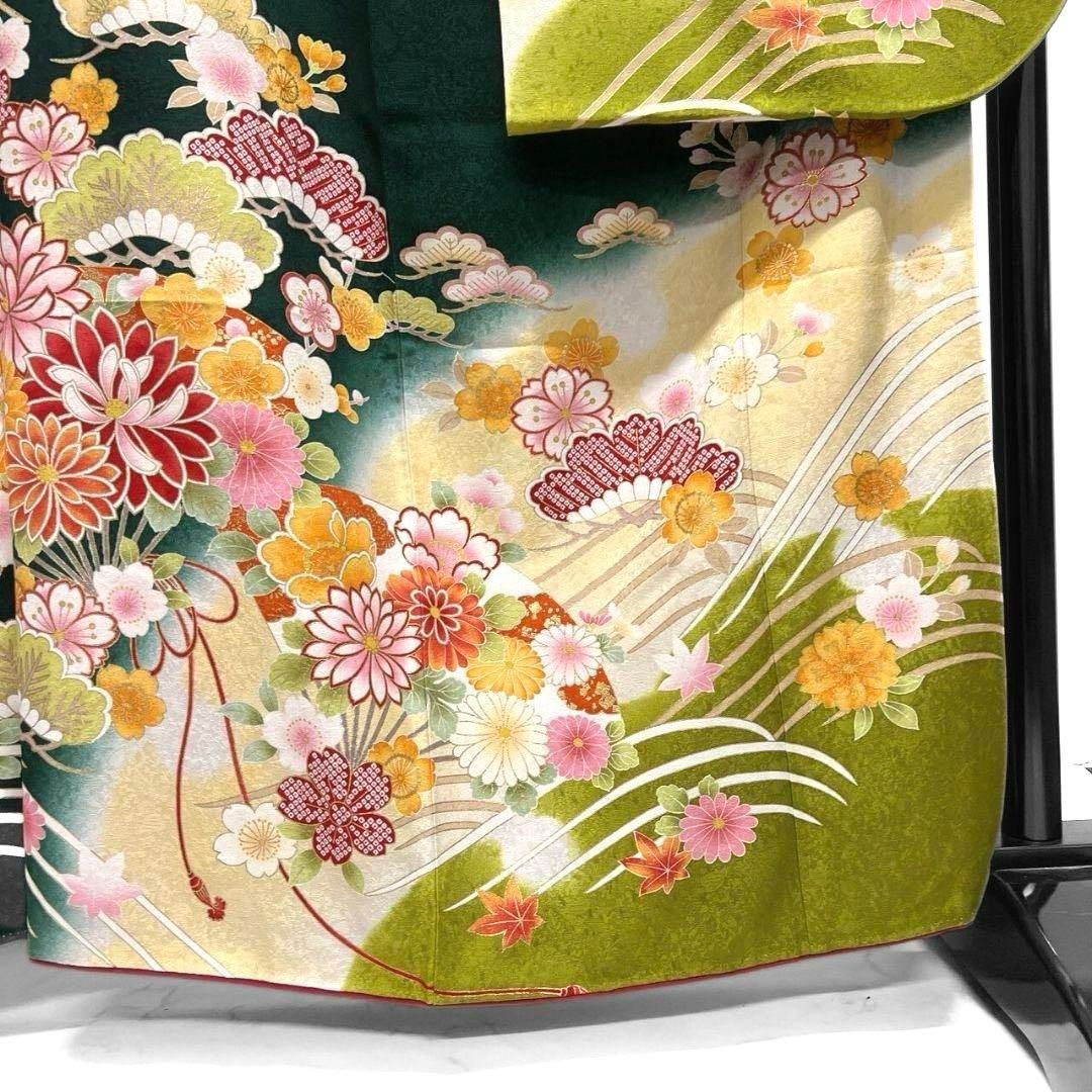 刺繍 花模様 桜花地紋 振袖 着物 013a p 刺繍 花模様 桜花地紋 振袖 着物