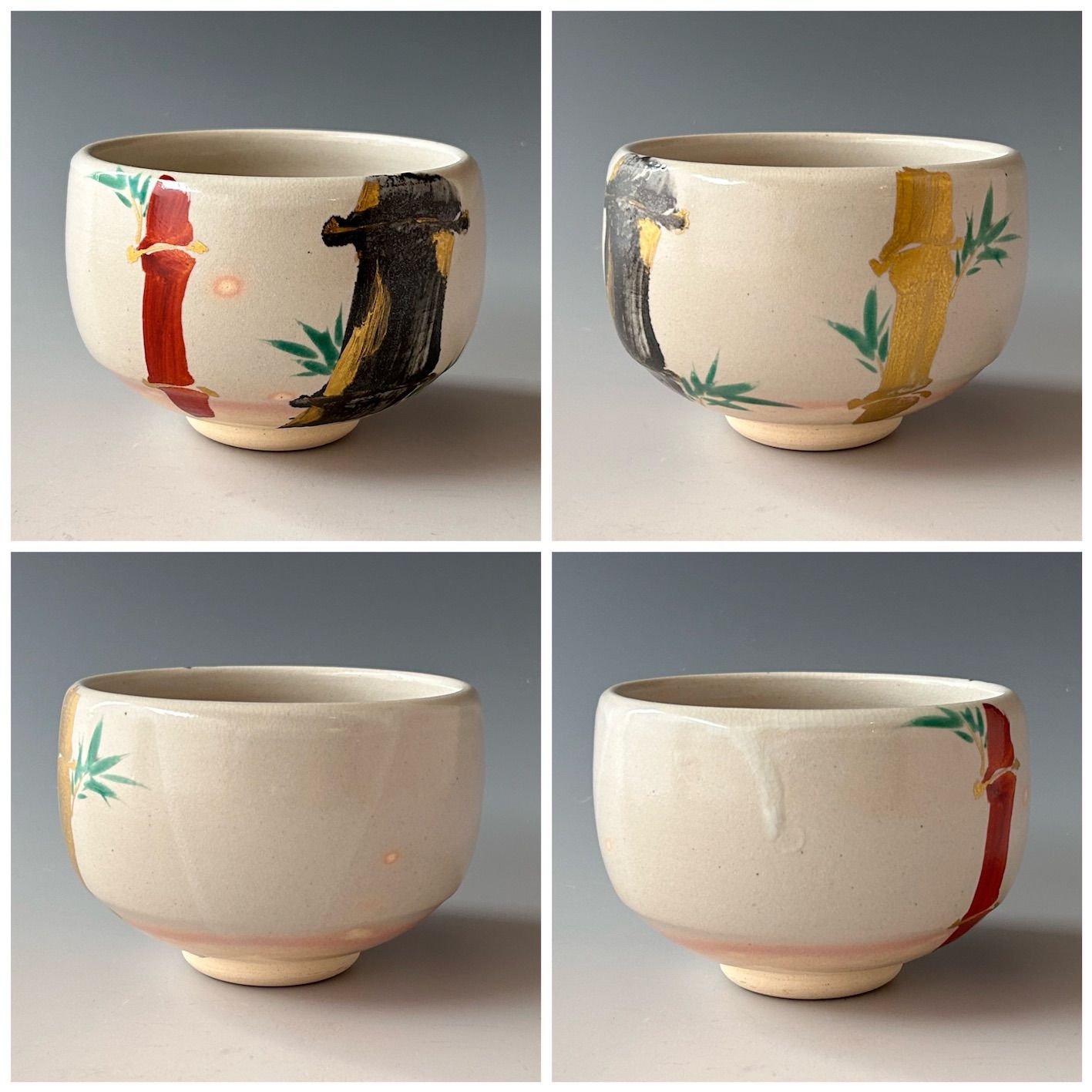 茶道具 光琳竹図 茶碗 三浦竹軒 共箱 竹絵 琳派 京焼 三代 三浦竹泉