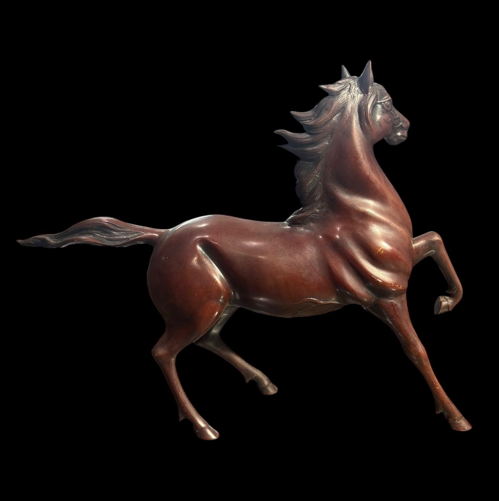 アンティーク ブロンズ彫刻の馬 競馬 左馬 馬 彫像 ブロンズ像 馬好きの方