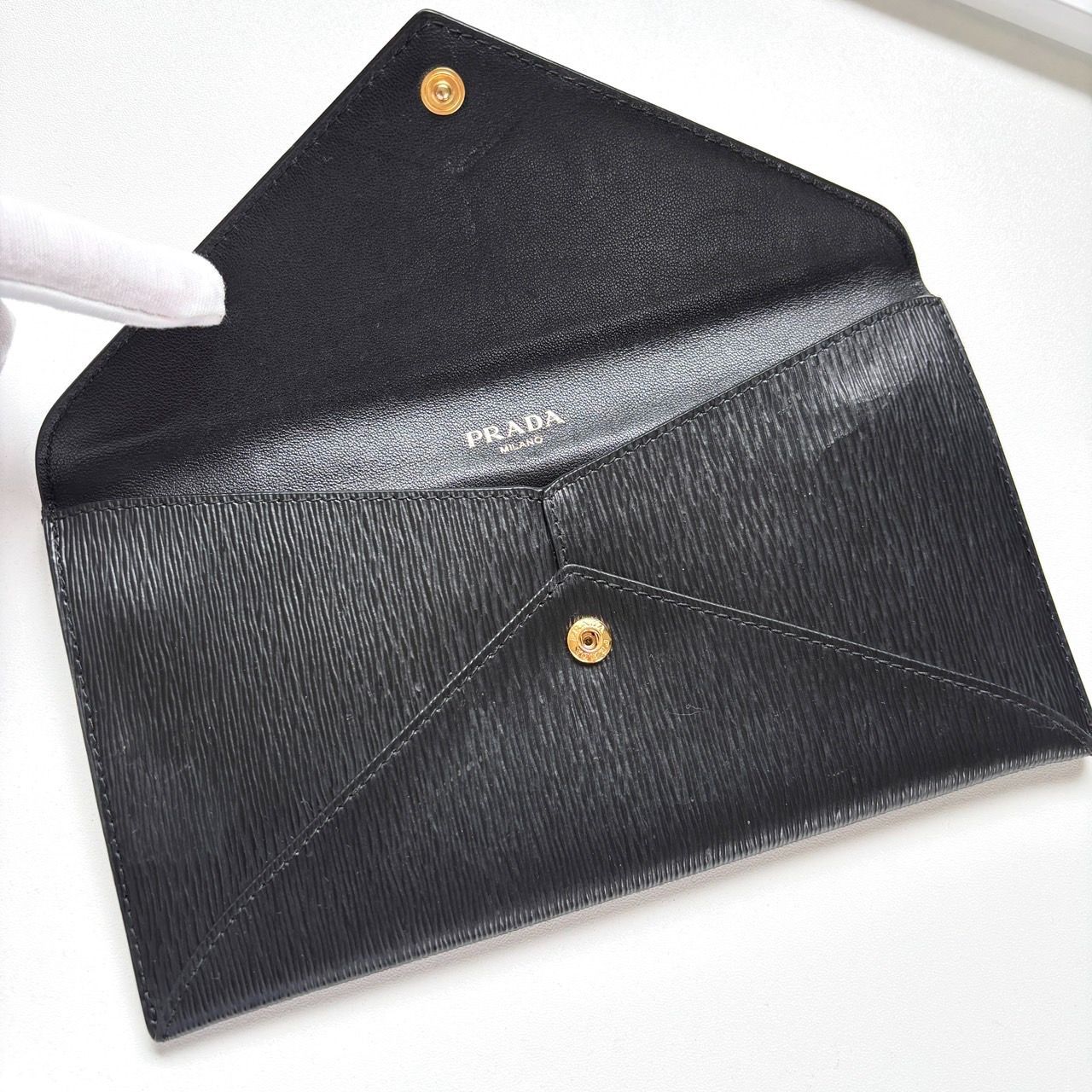 プラダ PRADA 折りたたみ 財布 レター型 VITELLO MOVE 三つ折り財布