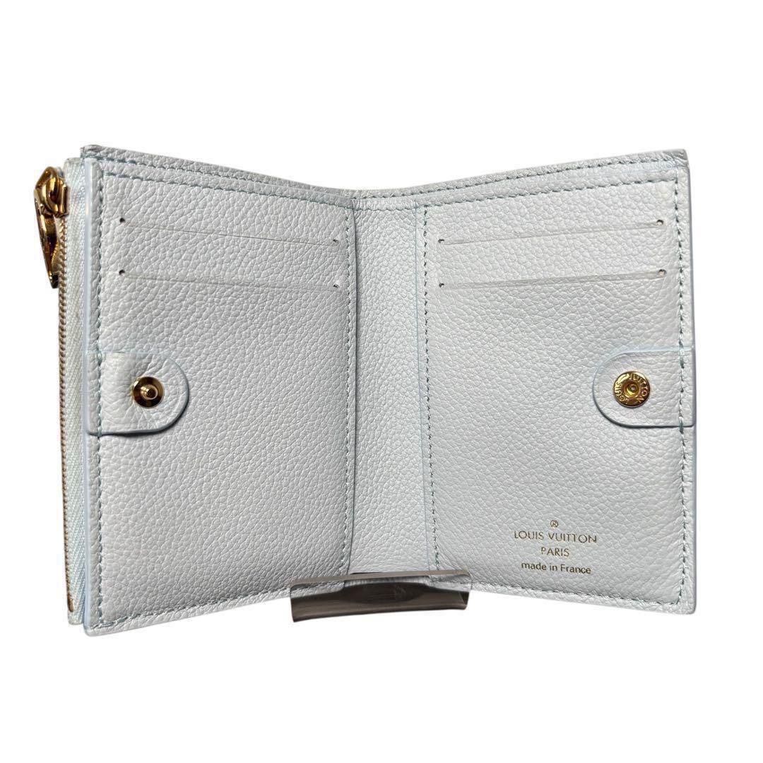 ルイヴィトン アンプラント ポルトフォイユ リサ 水色 折財布 ルイ