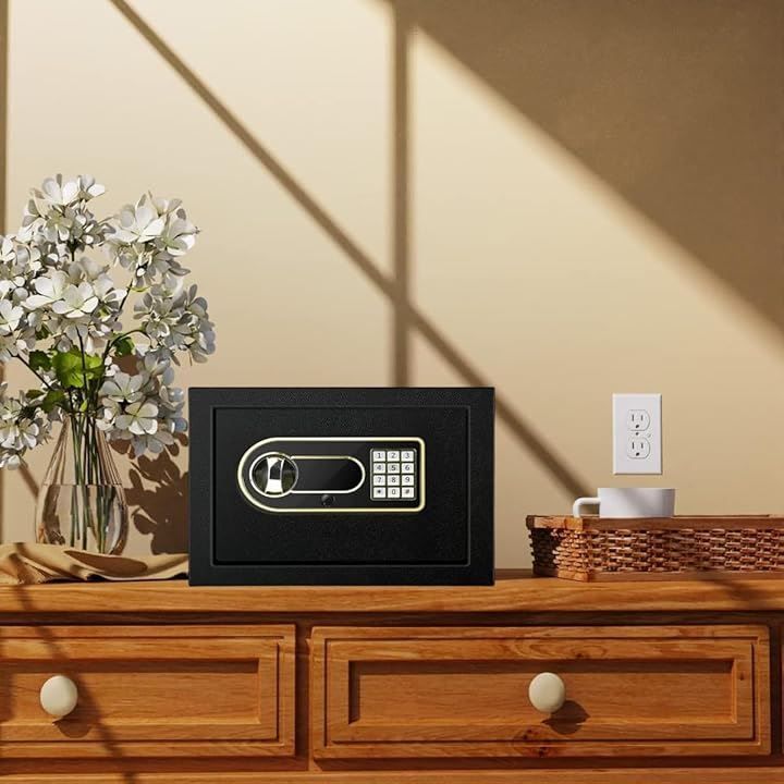 Beemyi 互換品金庫 家庭用12.4L 防犯金庫 緊急電池ボックス付き