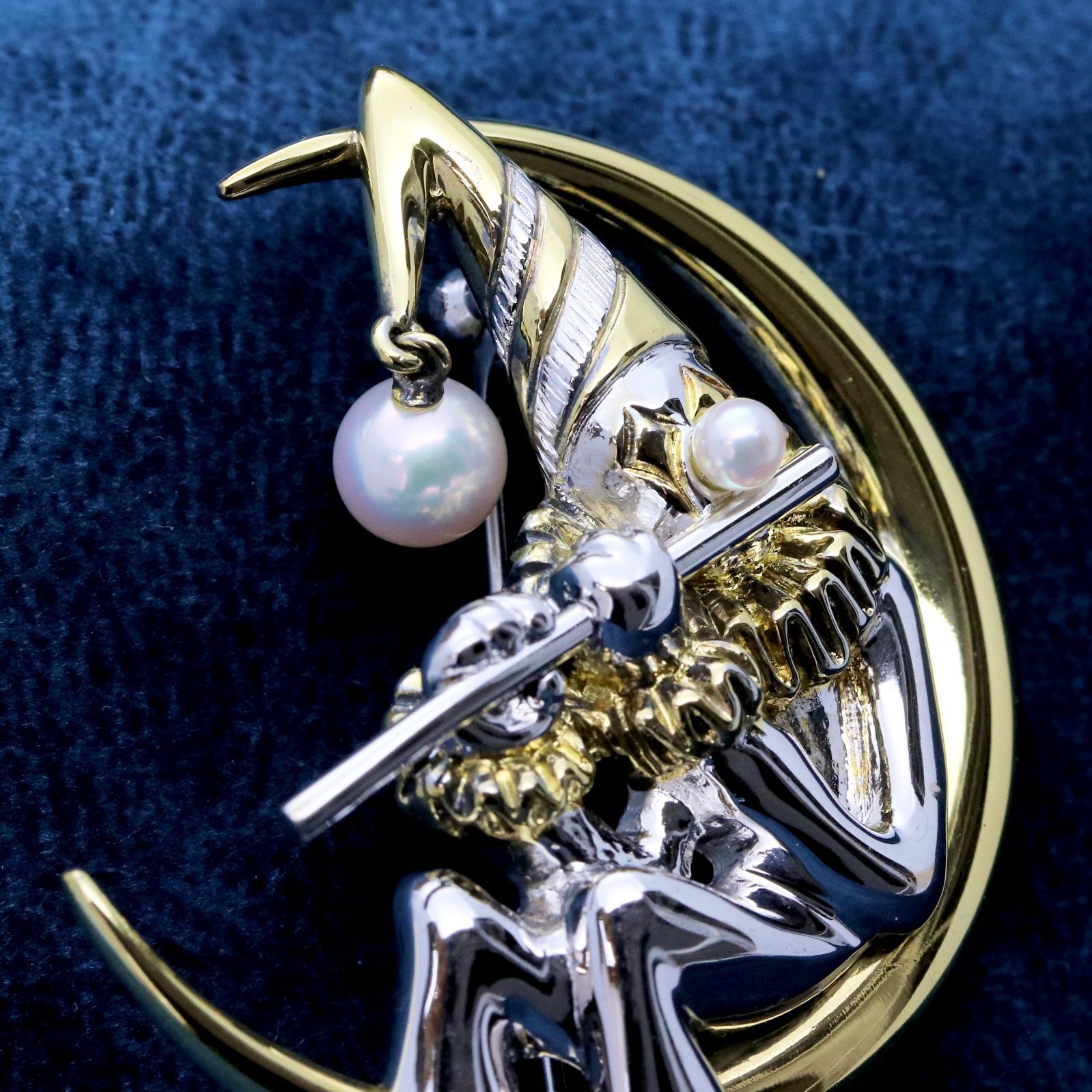 MIKIMOTO ミキモト 購入 パール ブローチ フルート奏者 月 ピエロ