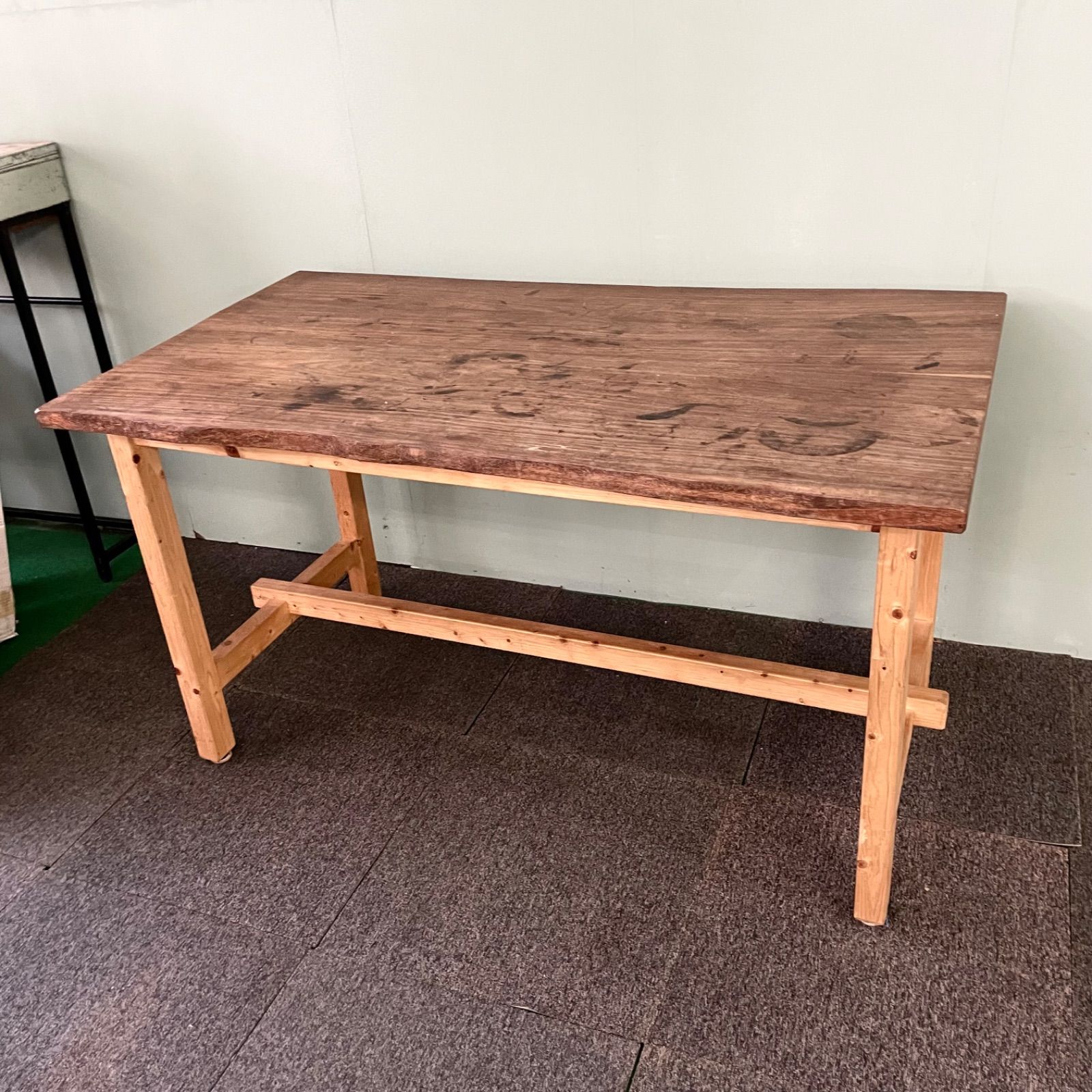 アンティーク ろくろ 脚 文机 ローテーブル 座卓 レトロ 無垢材