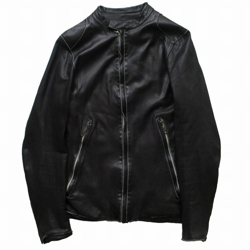 シシ sisiiレザー シングルライダース ブラック ダブルジップ sisii