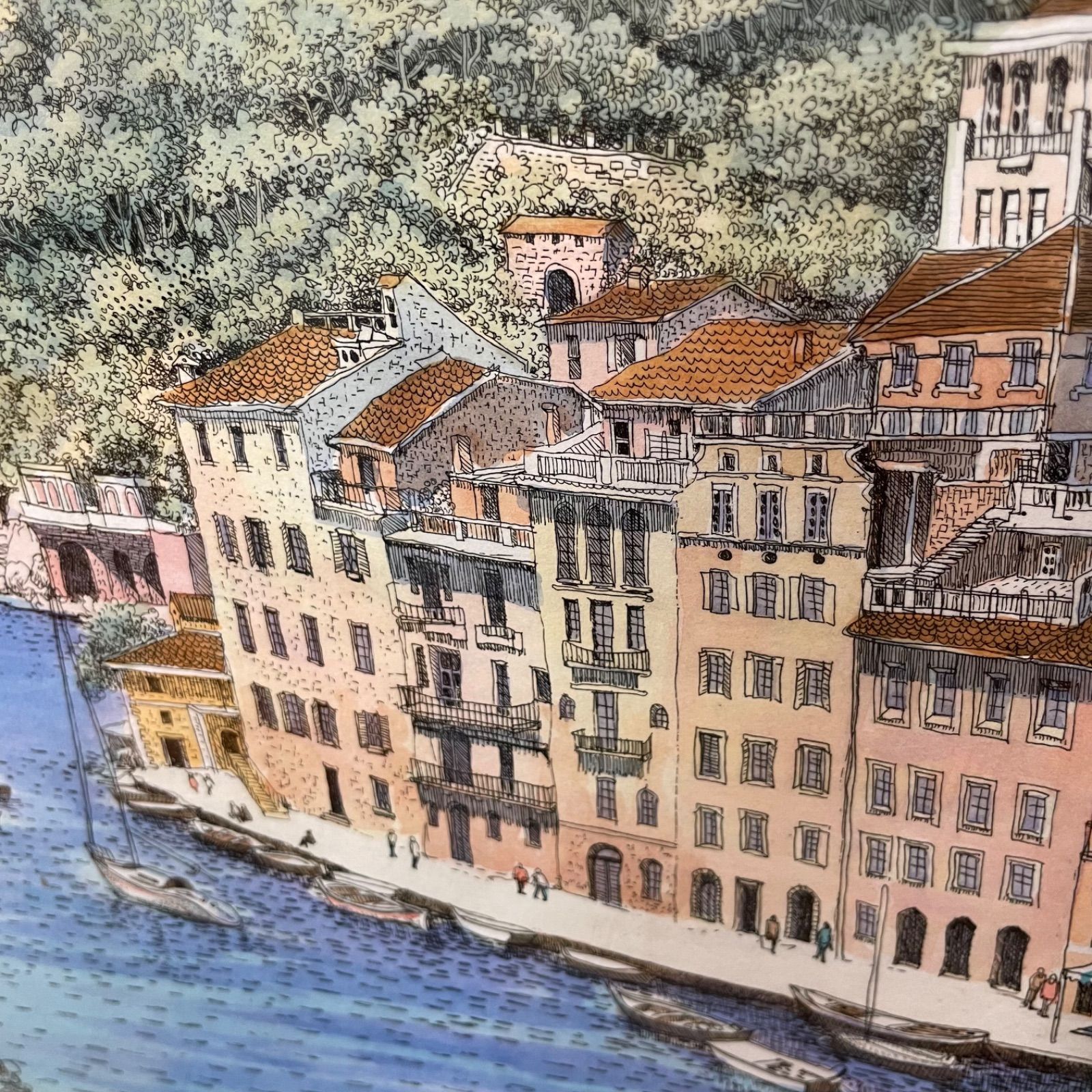 ♭ 織田義郎 リトグラフ ポルトフィーノ 35/200 人気画家 絵画 模写