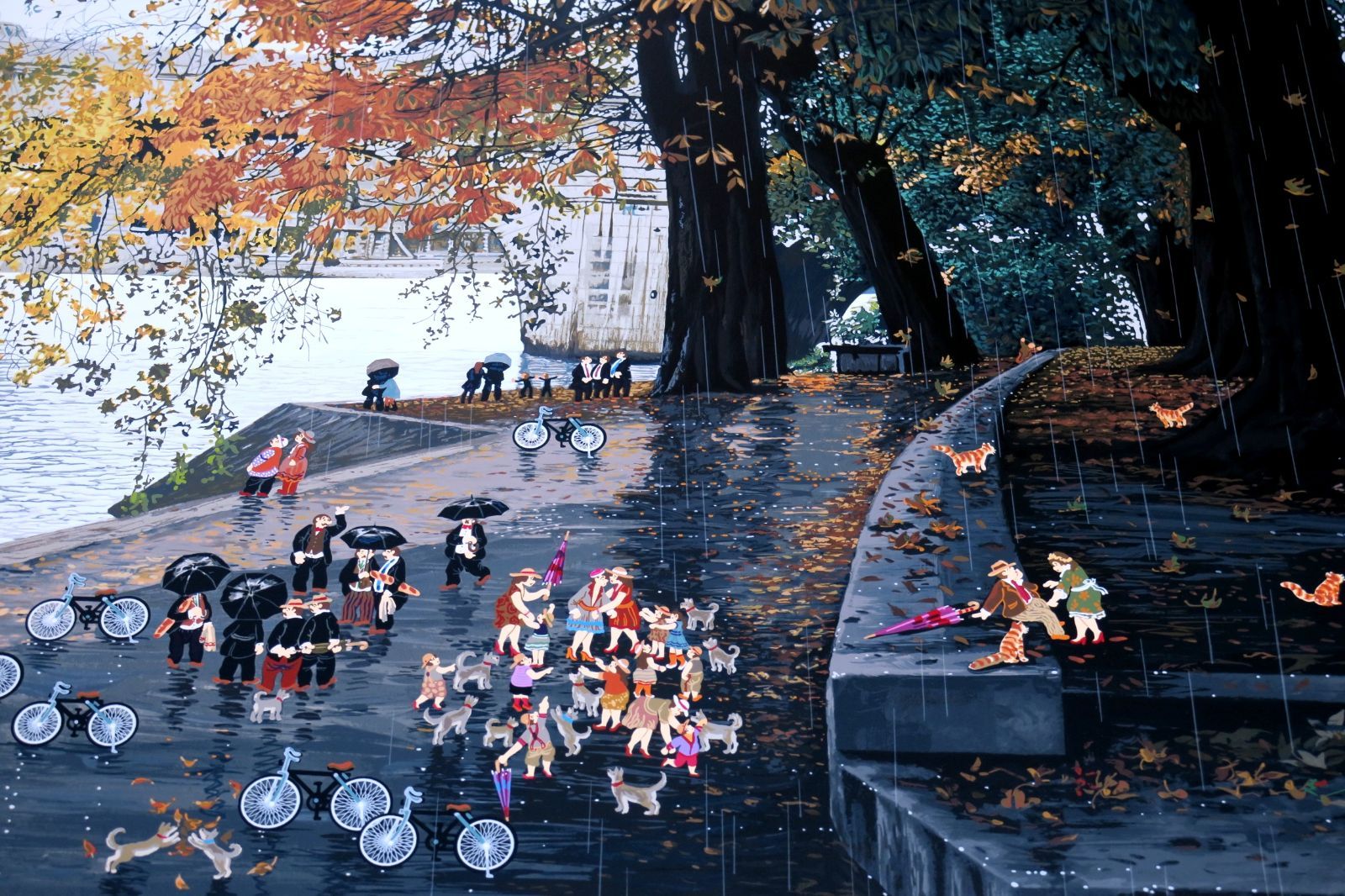 ヒロ・ヤマガタ】 セーヌ川にて シルクスクリーン 山形博導 大判：額装