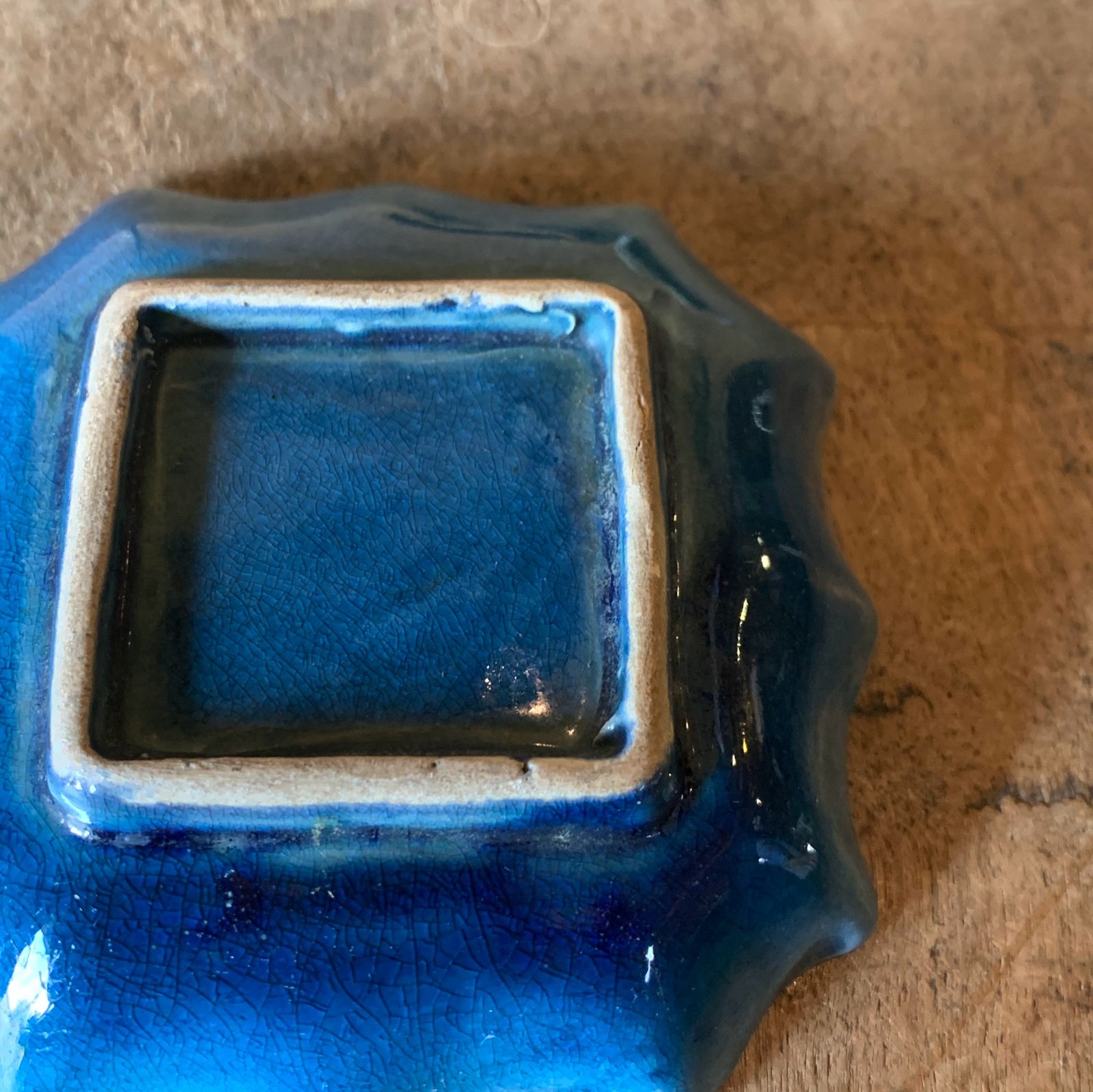 淡路 小売 珉平焼 民平焼 十二画幾何学模様青交趾豆皿 小皿 4枚セット