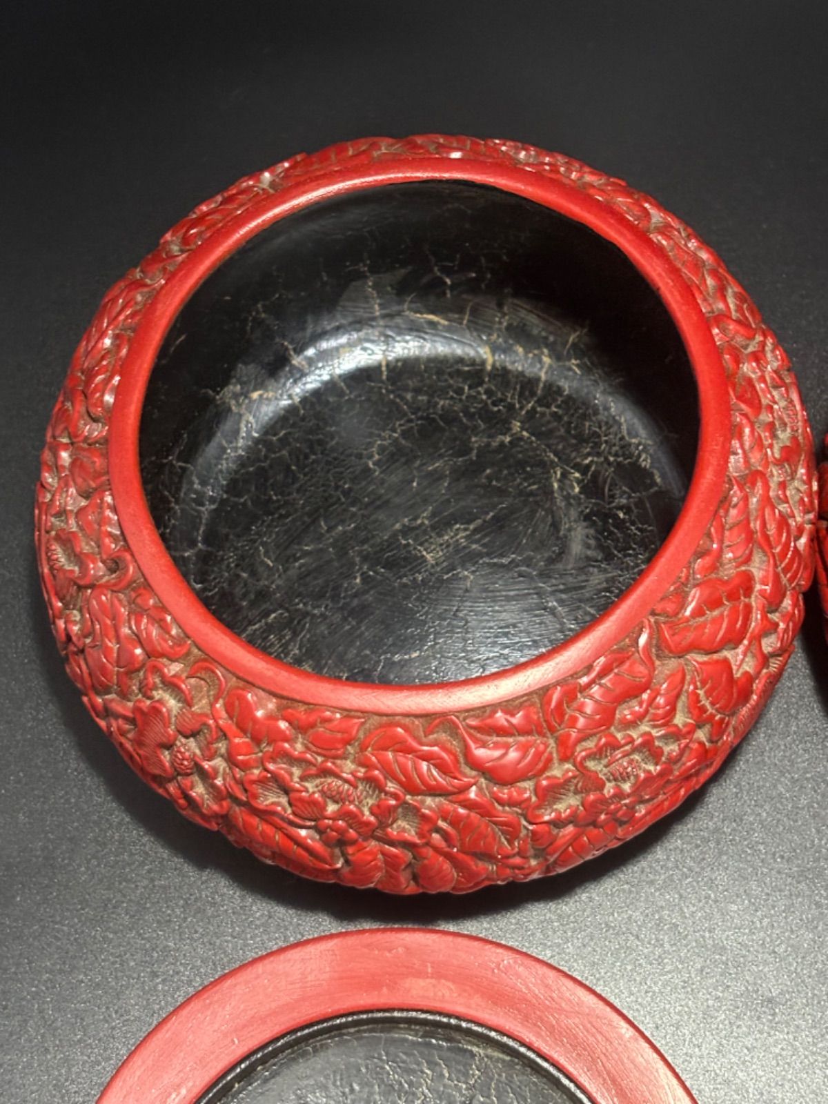 中国美術 香合 ストア 漆器 中国古玩 碁石入れ 漆芸 時代物 茶道具 唐