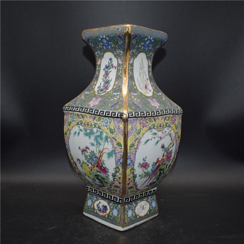 清代乾隆粉彩花鳥花瓶 景徳鎮 陶磁器 装飾品 現代工芸品美術品 置物 清