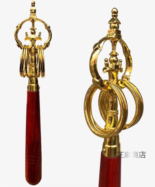 新入荷☆「密教法具 寺院用仏具」錫杖 真鍮製磨き仕上げ 26cm