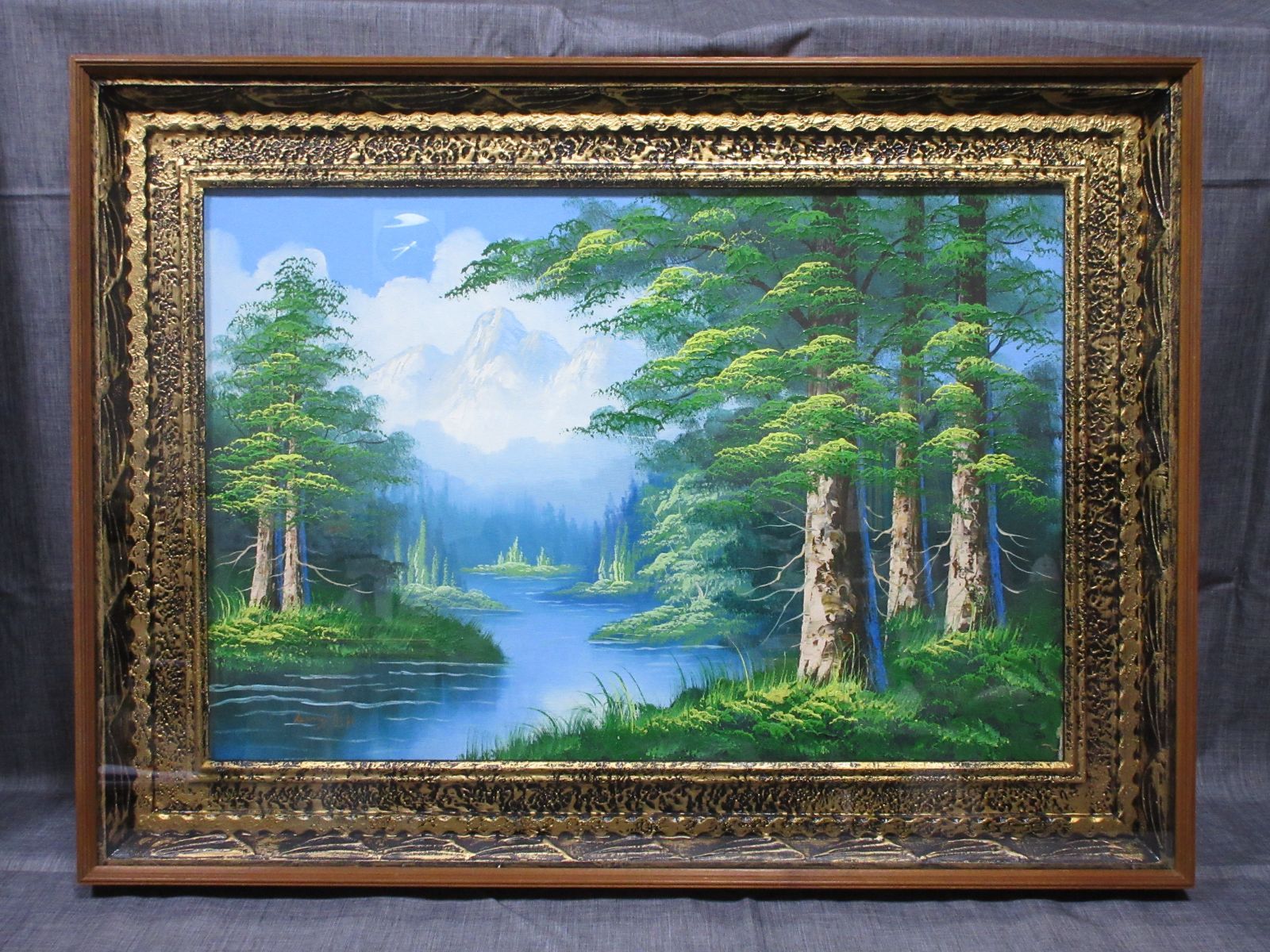 油彩額縁 自然風景画 シルバー 額なし27cm24cm 油彩額縁 自然風景画