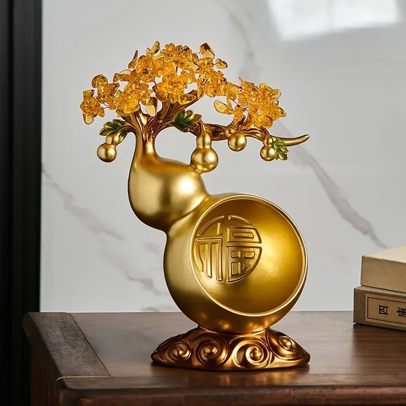 金のなる木 クリスタルツリー 瓢箪 オブジェ 置物 ゴールド 金
