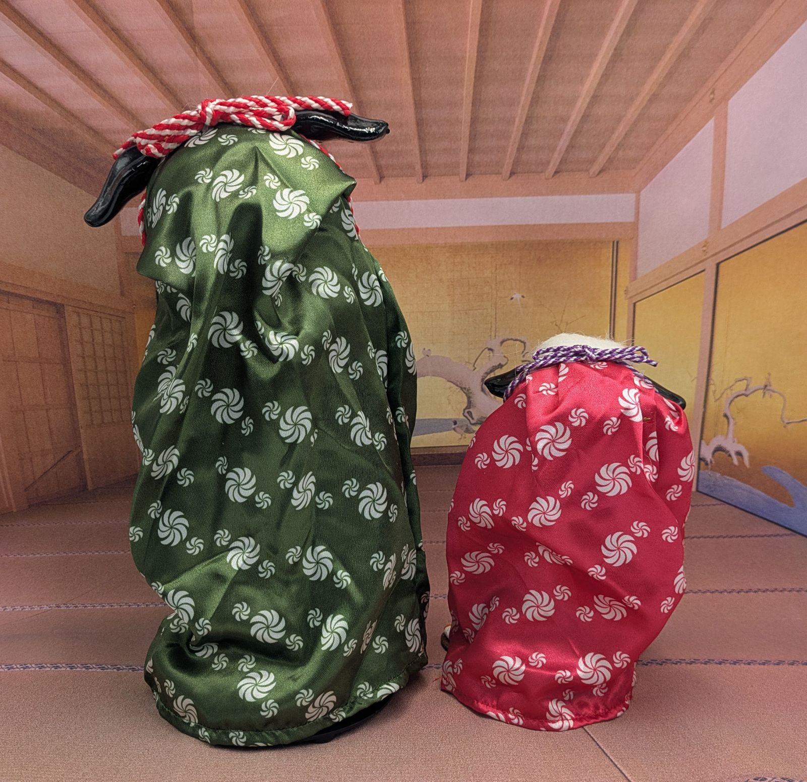 縁起物 踊る獅子舞 獅子舞 グリーン 大 レッド 小 2種セット お正月