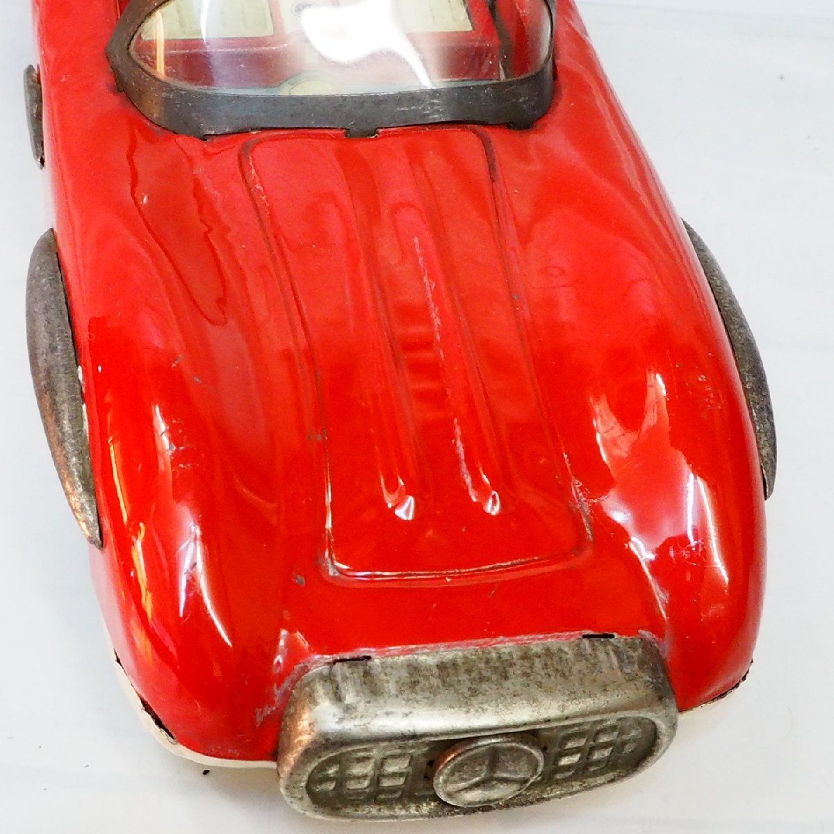 旭玩具メルセデス ベンツ300SLR屋根欠シルバーtinブリキtoy car箱無