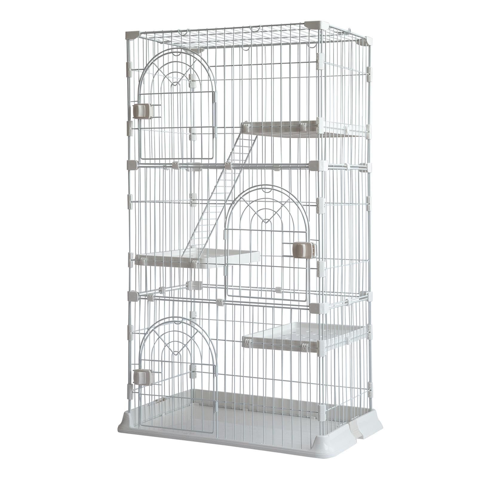 キャットケージ 高さ104cm コンパクト 多機能 グレー 猫ケージ 猫用品