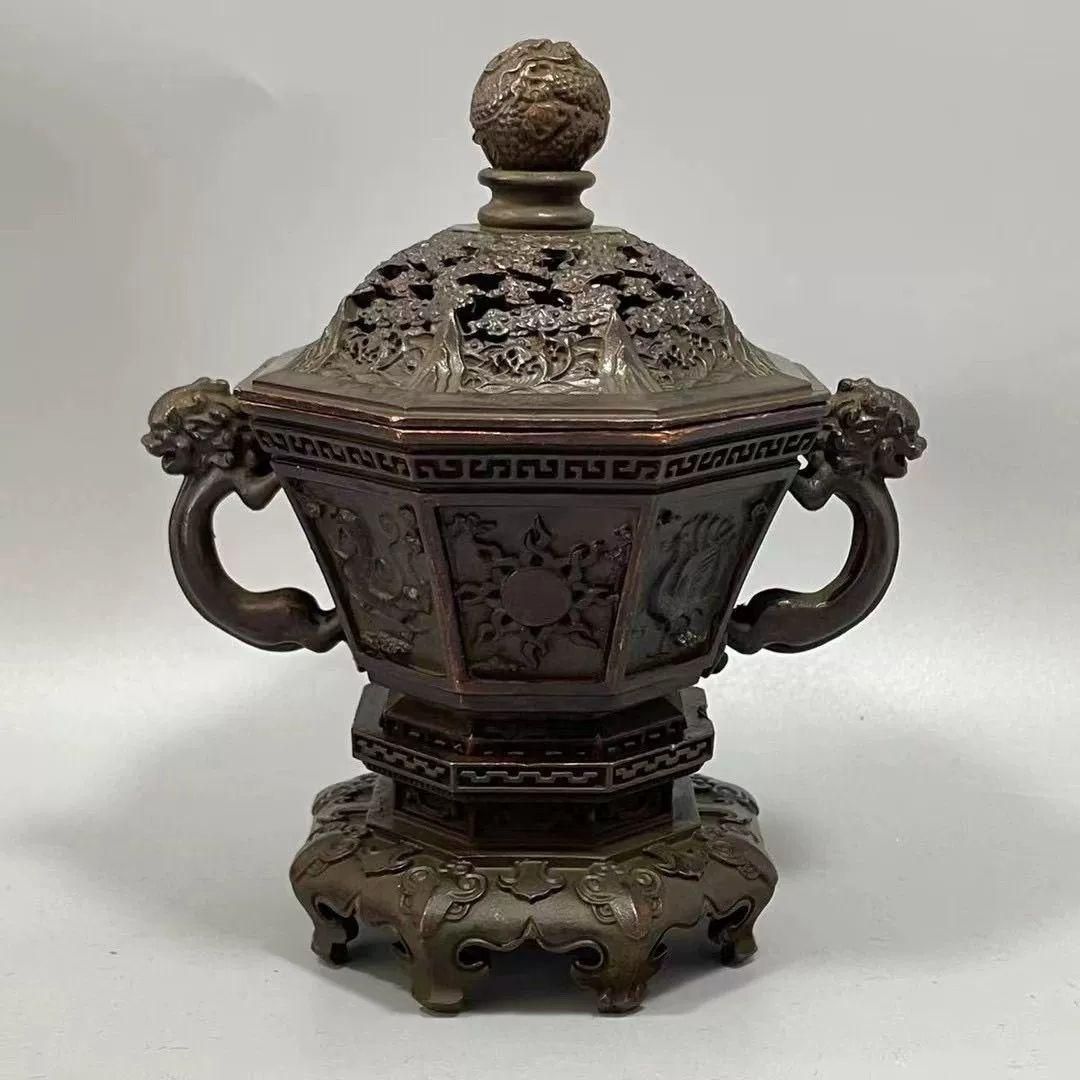 銅器 龍鳳薫香炉 美術品 置物 銅器 龍鳳薫香炉 美術品 置物