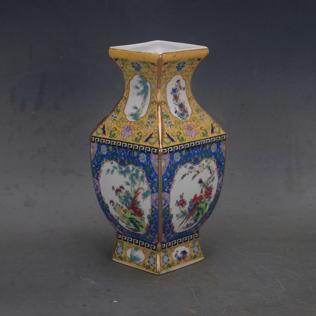 パステルの花鳥花瓶 装飾品 収集品 美品 景徳鎮 陶磁器 工芸品 美術品