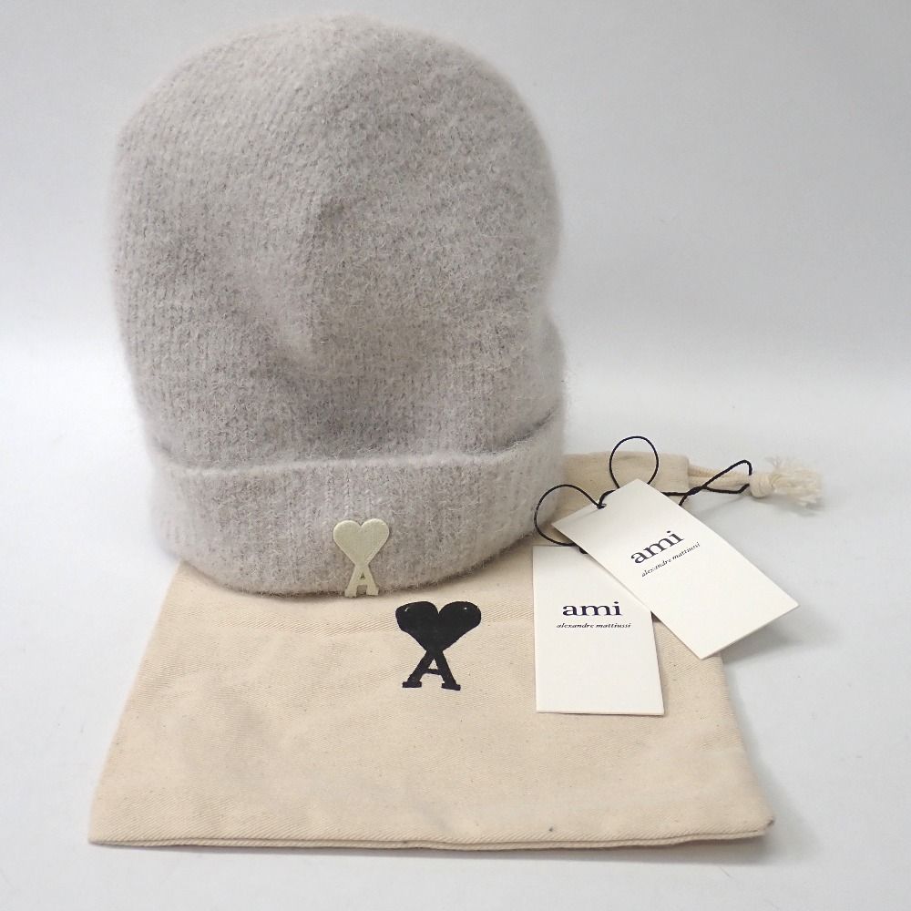 Ami Parisアミパリス グレー アルパカブレンド ニット帽 ビーニー Ami