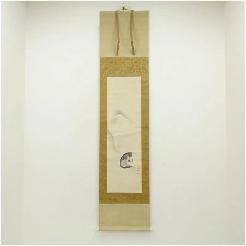 諸星成章（川端玉章 師事）【双鶴】絹本 掛軸（明治 千葉県） 諸星成章