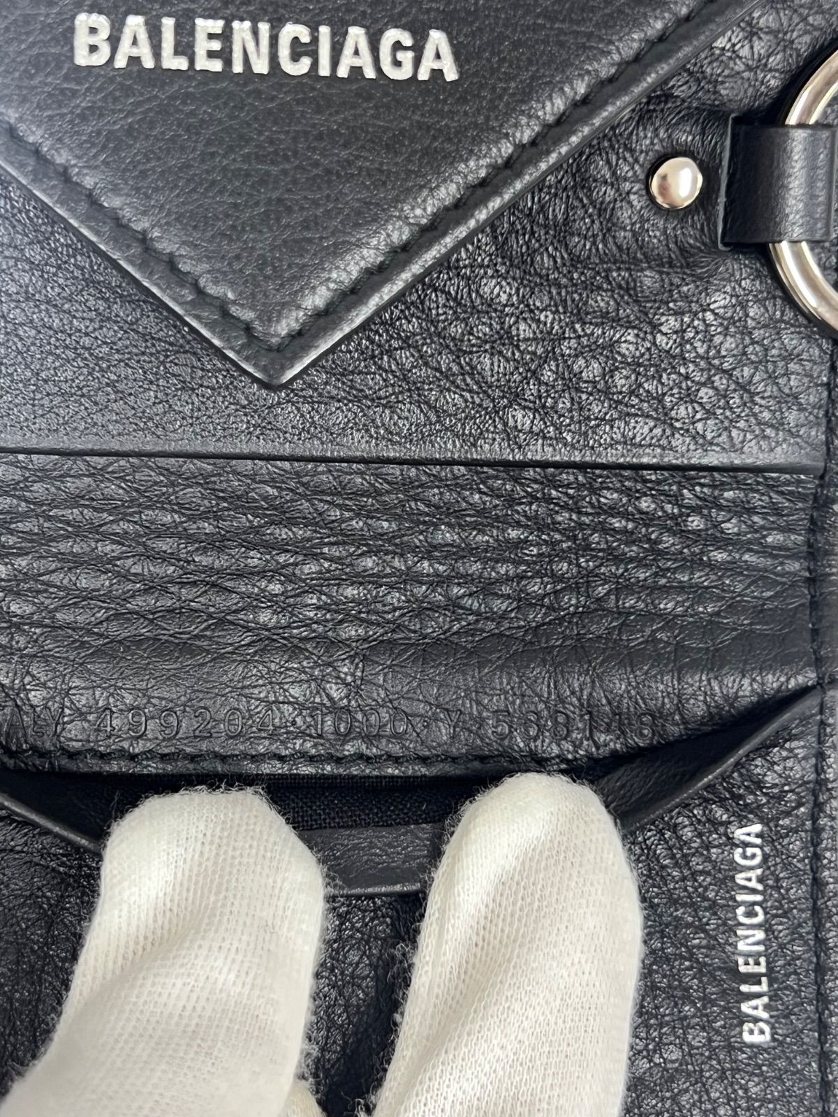 バレンシアガ キーケース 6連 エブリデイ シボ革 ロゴ 黒