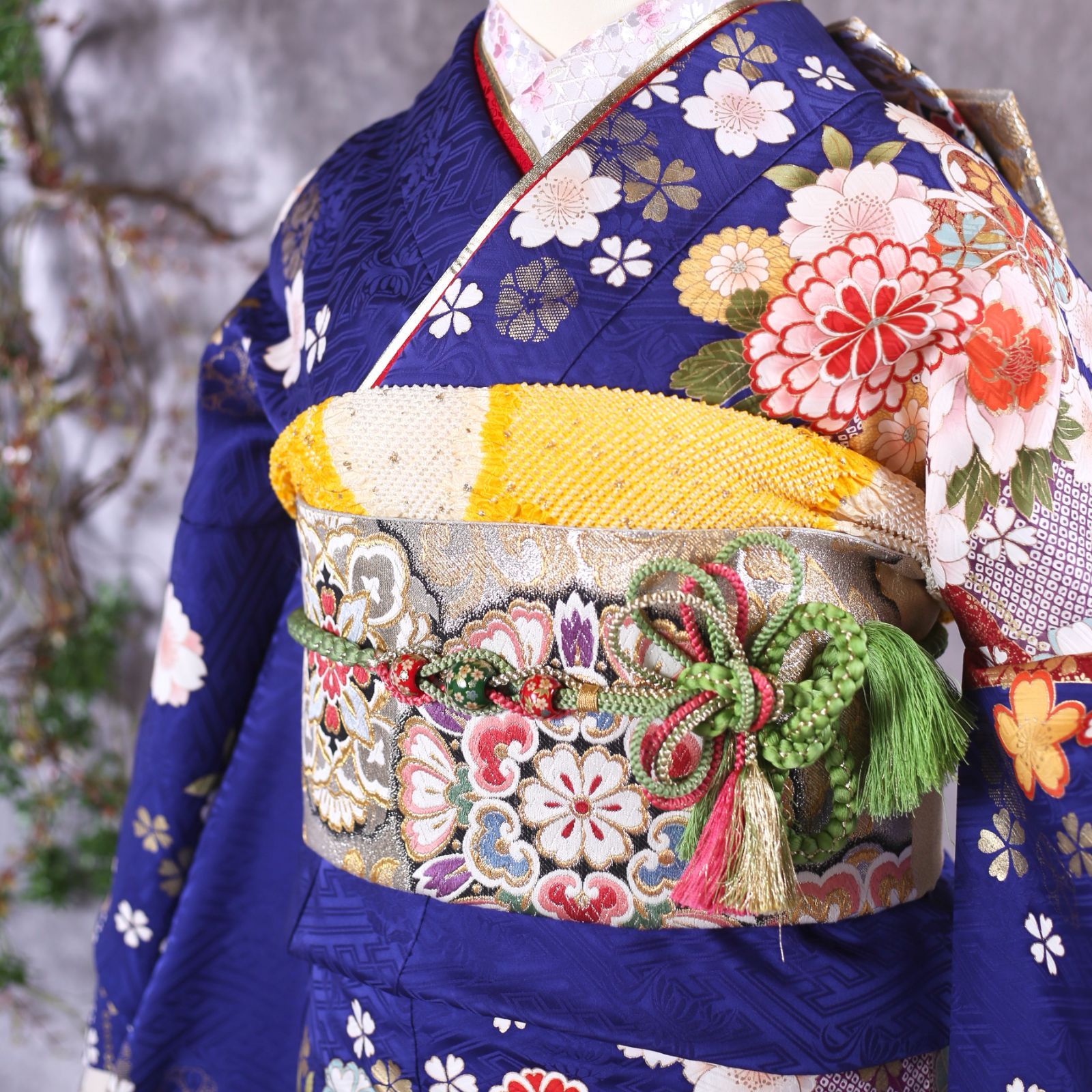 振袖フルセット 振袖セット 振袖 Lサイズ 中古 青×新古典 美品 成人式