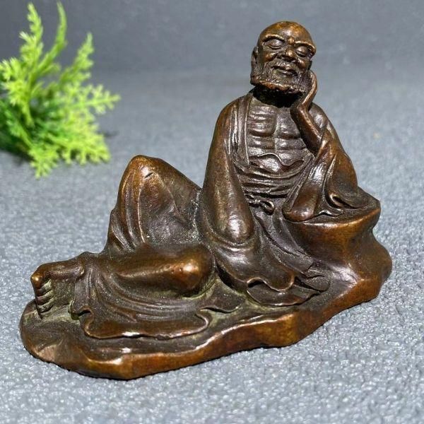 仏教美術 銅製仏像 沈思達磨祖師像 応接間 茶室 書斎 装飾品 工芸品 置物