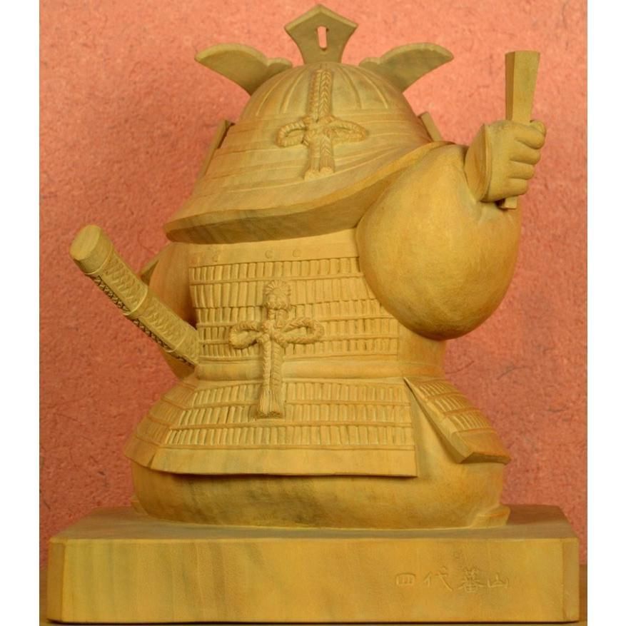 井波彫刻】 『若武者』 加茂 蕃山 作（かも ばんざん） 八寸 材質：楠