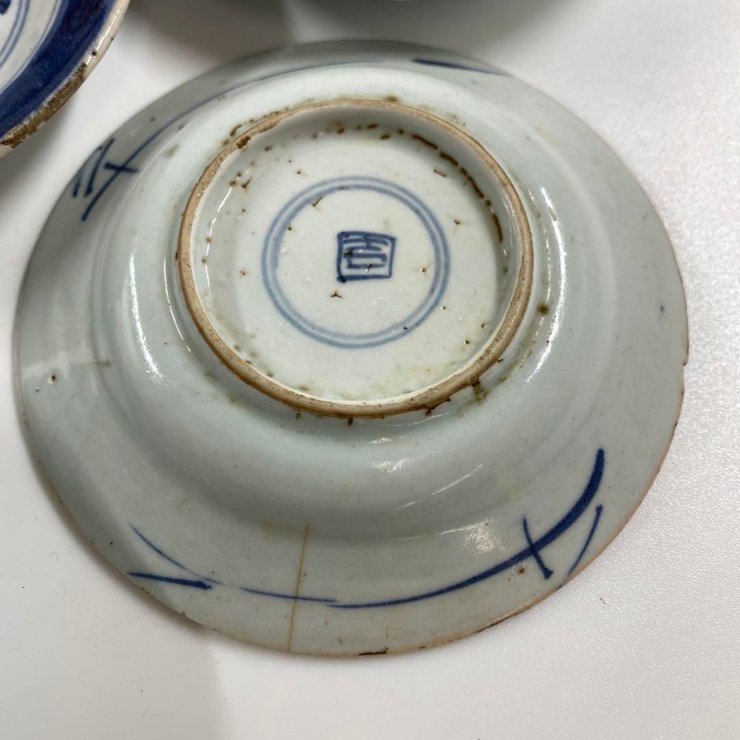 w172-3 中国古い小皿 清朝 新渡南京 十綿手4枚 A w172-