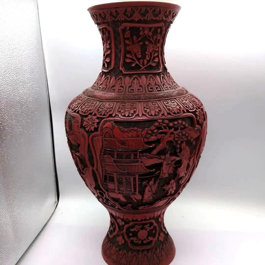 骨董品 中国の花瓶 中国の堆朱 美術品 工芸品 置物 年代物 セール中 古