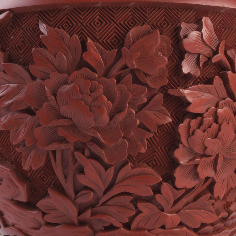 中国 剔紅 堆朱 売れ筋 内七宝 花文瓶 V S112